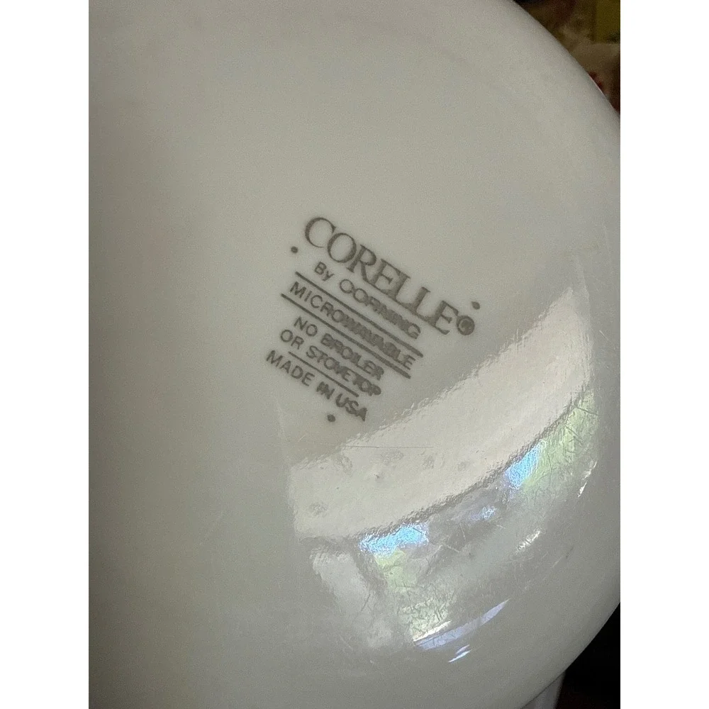 Corelle Rosemarie Cereal Bowls Set of 5 Pink Blue Band Corning Vitrelle 6.25 in‎